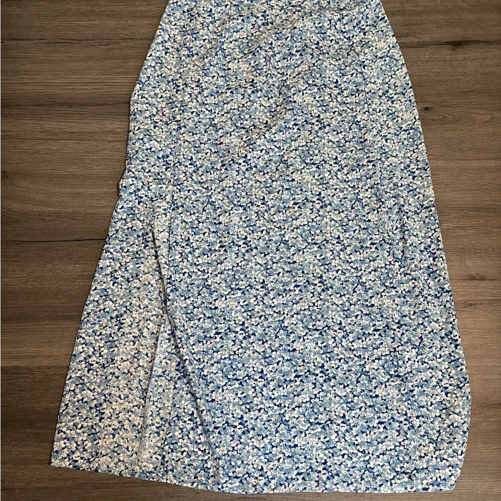 SHEIN Blue and White Floral Maxi Skirt